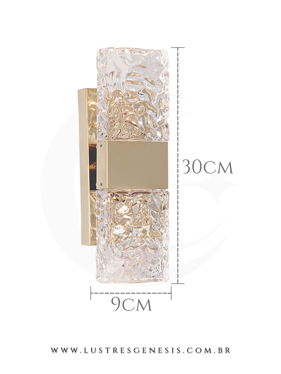 Arandela de Parede Cristal Bronze qb05182 12W 3000K Bivolt 30x9cm, Sala de Estar, Quarto, Cabeceira de Cama, Lavabo